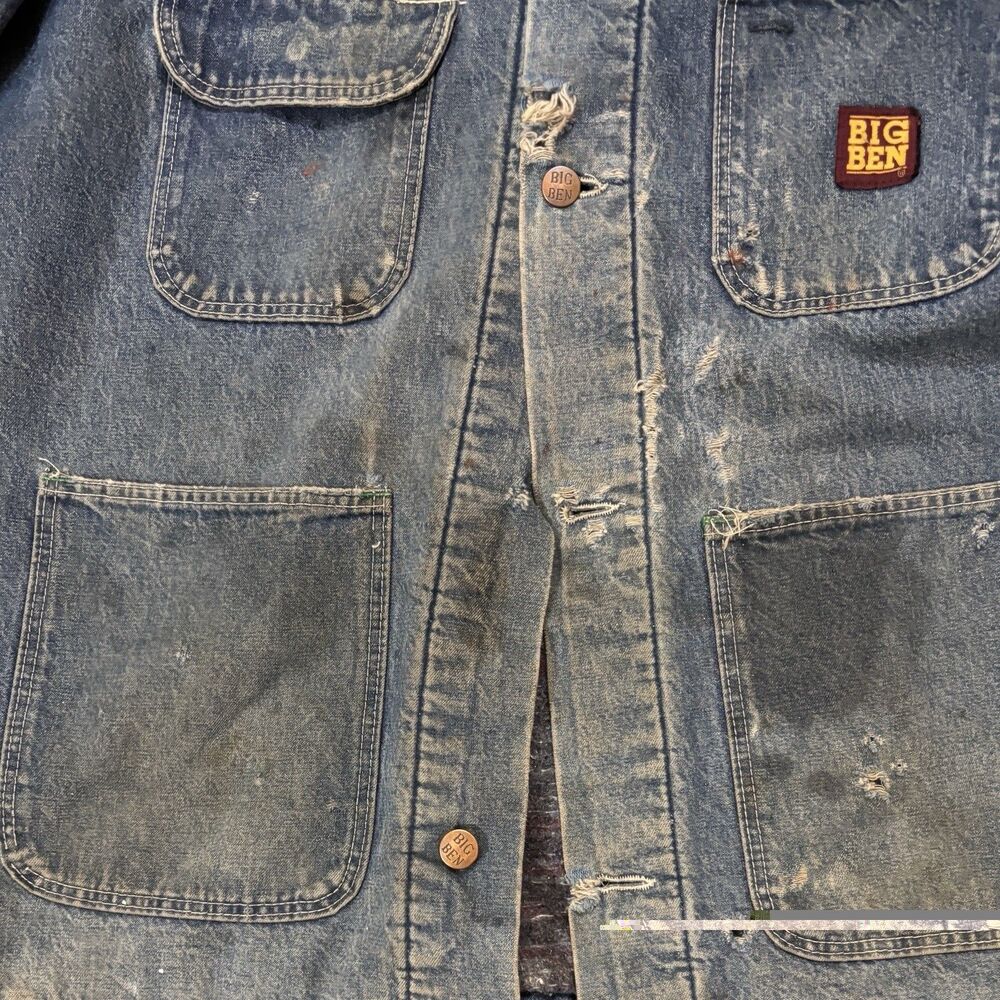 Vintage Big Ben USA Made Mens 48 Denim Barn Chore Coat Blanket Lined - Picture 6 of 16
